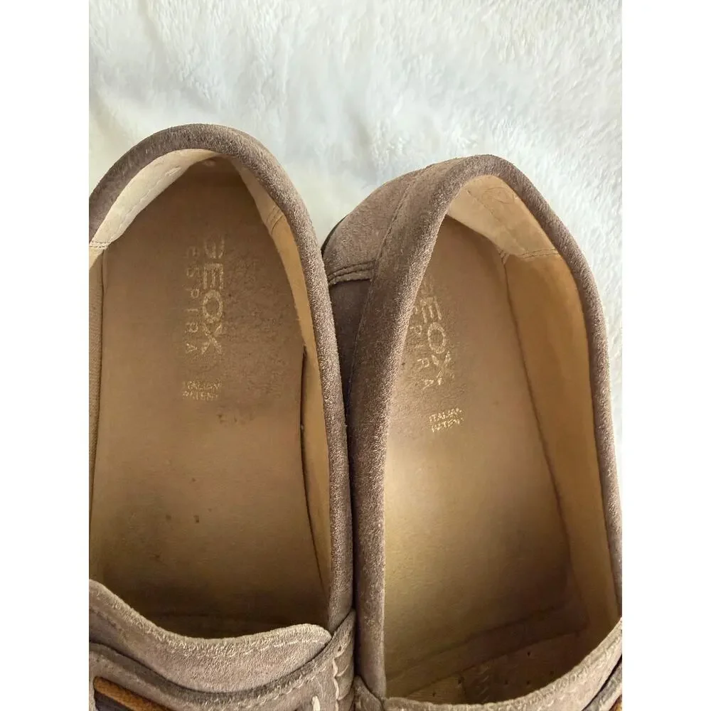 Geox Respira Shoes Men 9.5 Brown Suede Driving Loafers Casual Comfort
